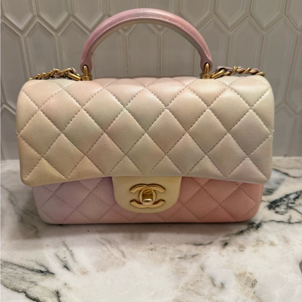 Chanel mini classic flap handbag Pastel multi colors